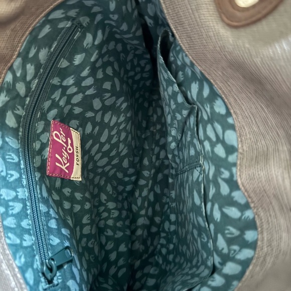 Fossil Black and Gray Fabric Quilted Key-Per Shoulder Bag Purse - Picture 5 of 8